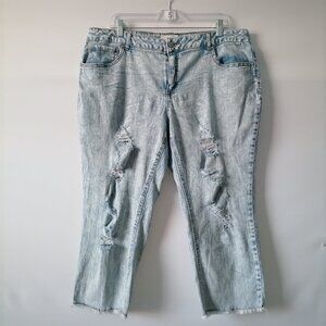 Cato Denim Womens Blue High Rise Distressed Capri Jeans Plus Size 18W